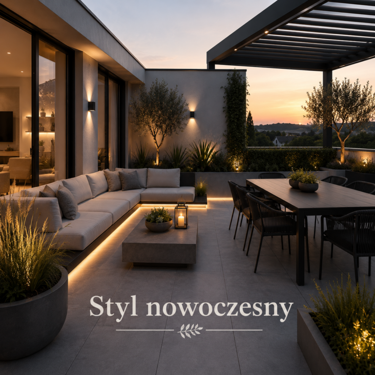 Nowoczesny taras z widokiem
